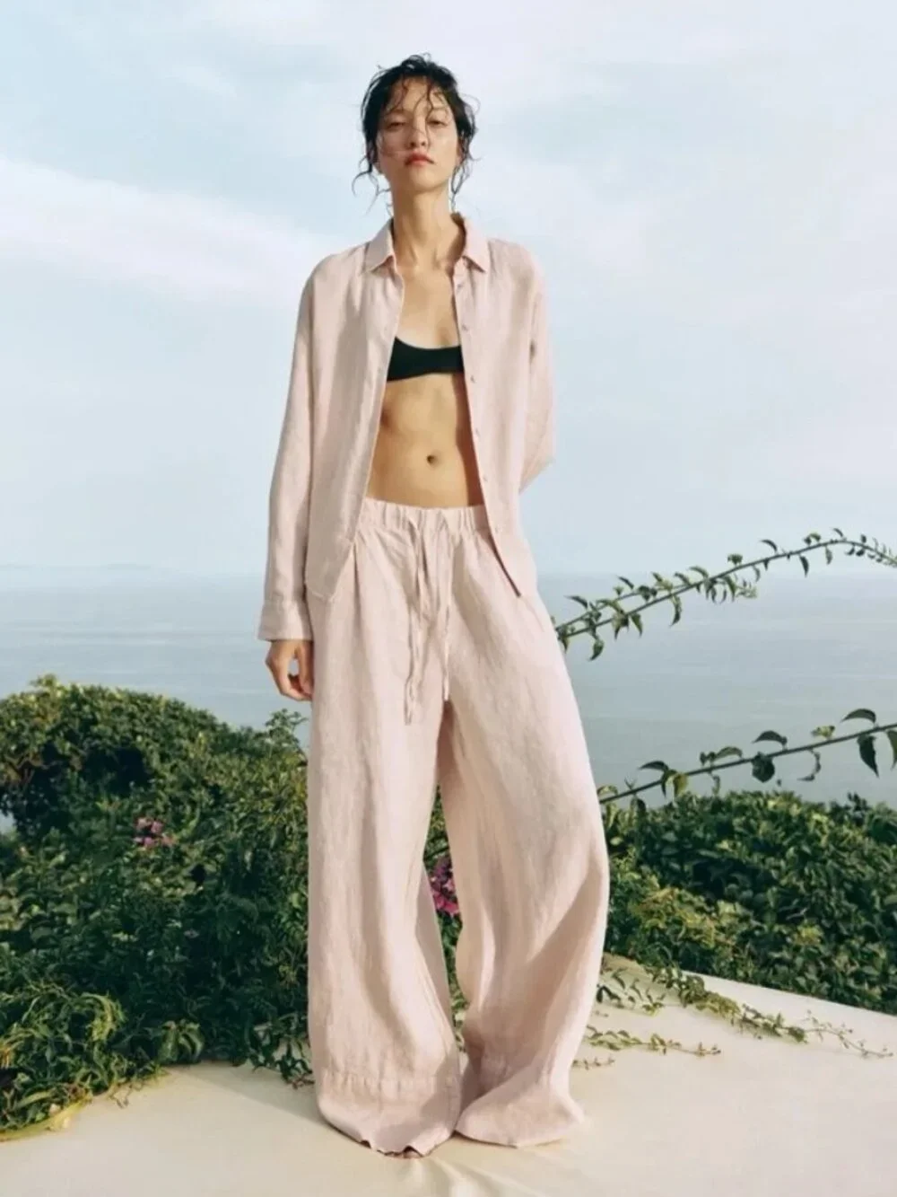 Zara wide leg linen pants - L